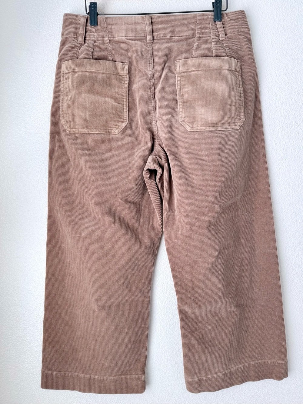 Quince Organic Cotton Stretch Corduroy Wide Leg Crop Pants Tan Beige Size 12 - Picture 5 of 12